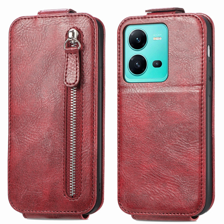 For vivo V25 Zipper Wallet Vertical Flip Leather Phone Case