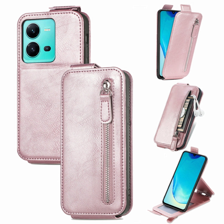 For vivo V25 Zipper Wallet Vertical Flip Leather Phone Case