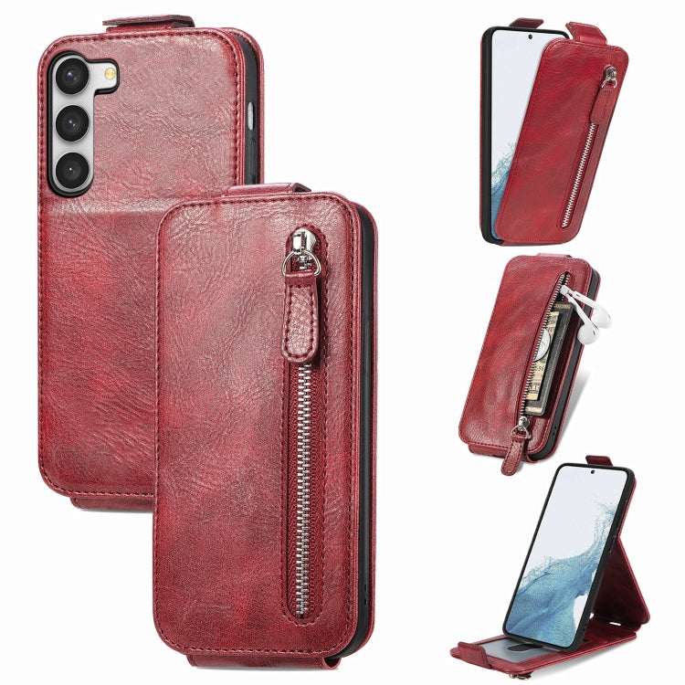 For Samsung Galaxy S23 5G Zipper Wallet Vertical Flip Leather Phone Case