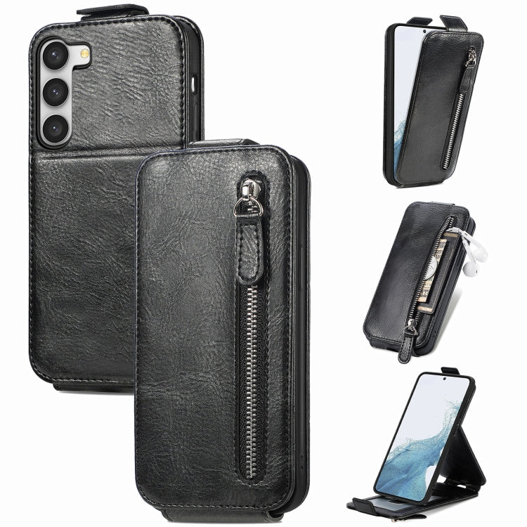 For Samsung Galaxy S23+ 5G Zipper Wallet Vertical Flip Leather Phone Case