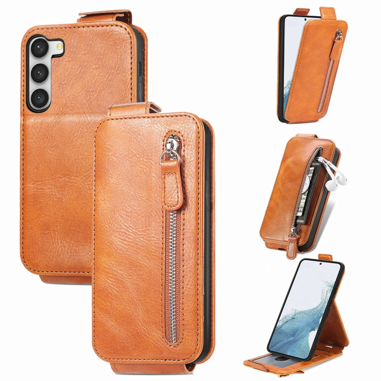 For Samsung Galaxy S23+ 5G Zipper Wallet Vertical Flip Leather Phone Case