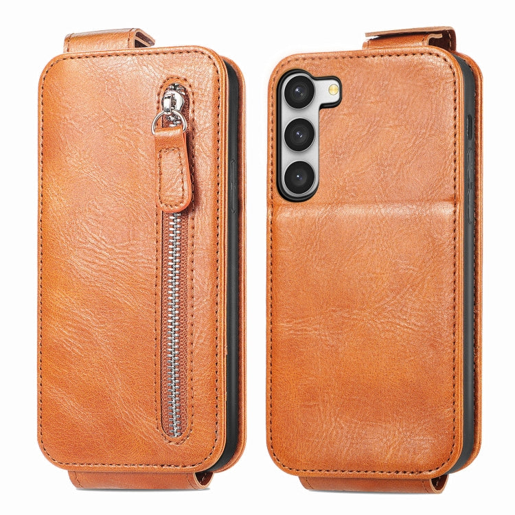 For Samsung Galaxy S23+ 5G Zipper Wallet Vertical Flip Leather Phone Case