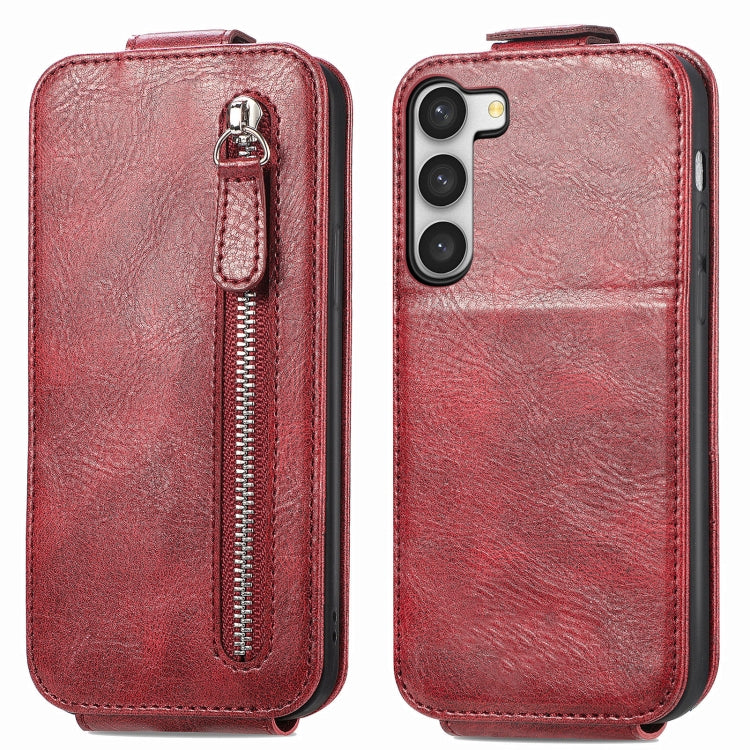 For Samsung Galaxy S23+ 5G Zipper Wallet Vertical Flip Leather Phone Case