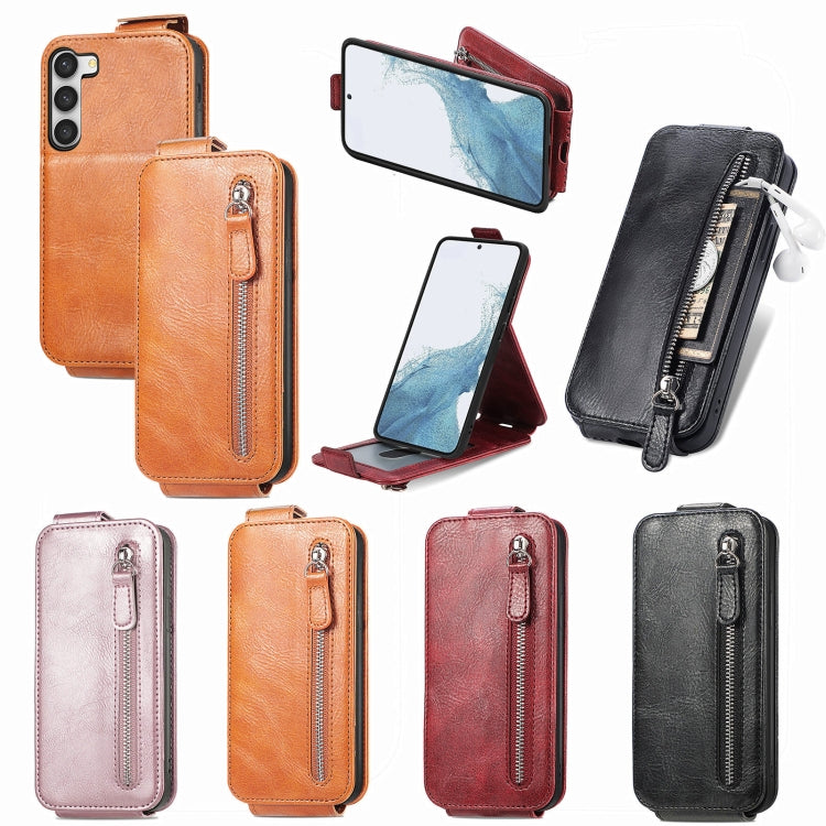 For Samsung Galaxy S23 Ultra 5G Zipper Wallet Vertical Flip Leather Phone Case