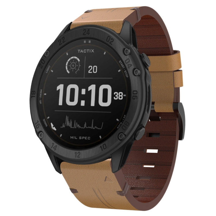 For Garmin Tactix Delta 26mm Leather Steel Buckle Watch Band