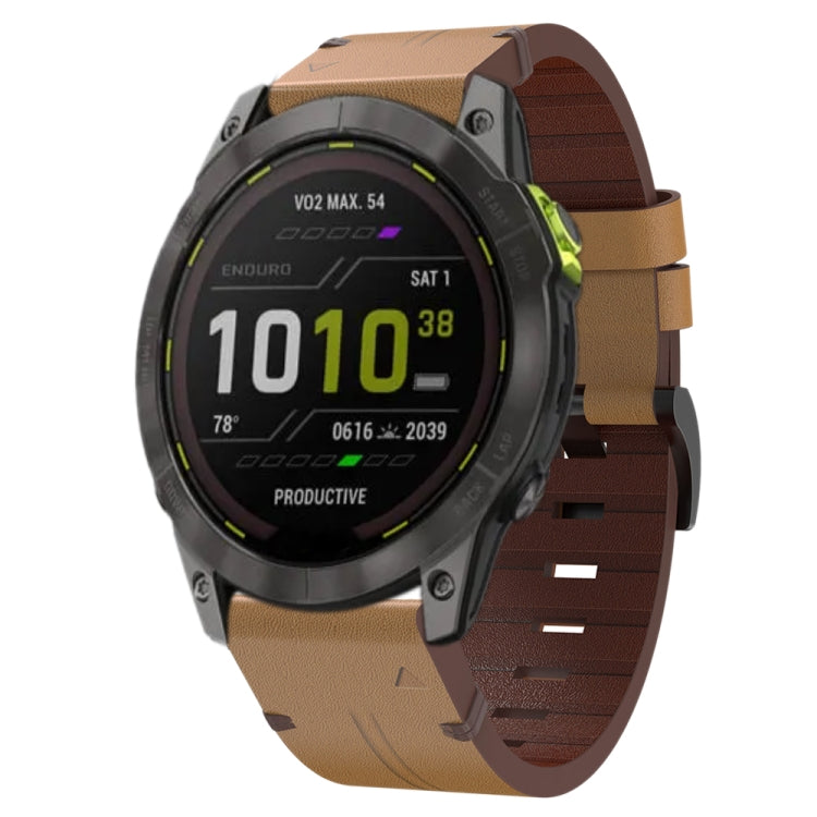 For Garmin Enduro 2 26mm Leather Steel Buckle Watch Band