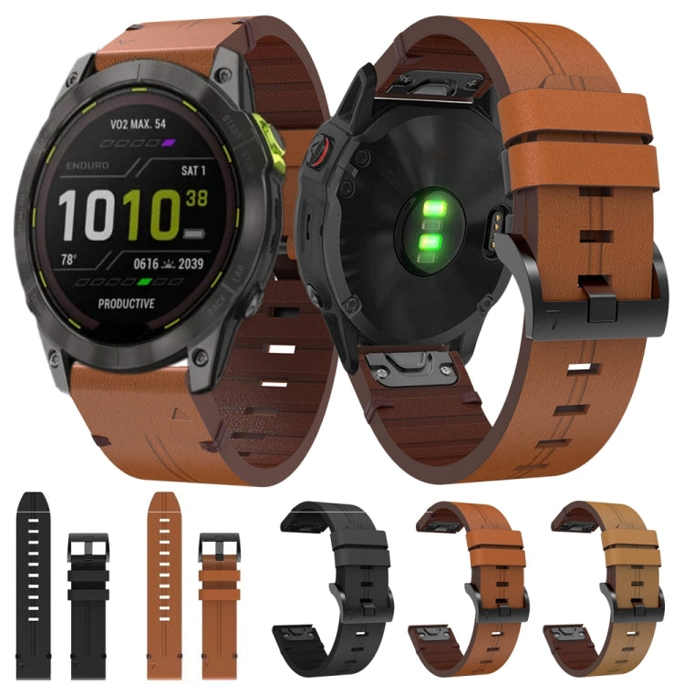 For Garmin Enduro 2 26mm Leather Steel Buckle Watch Band