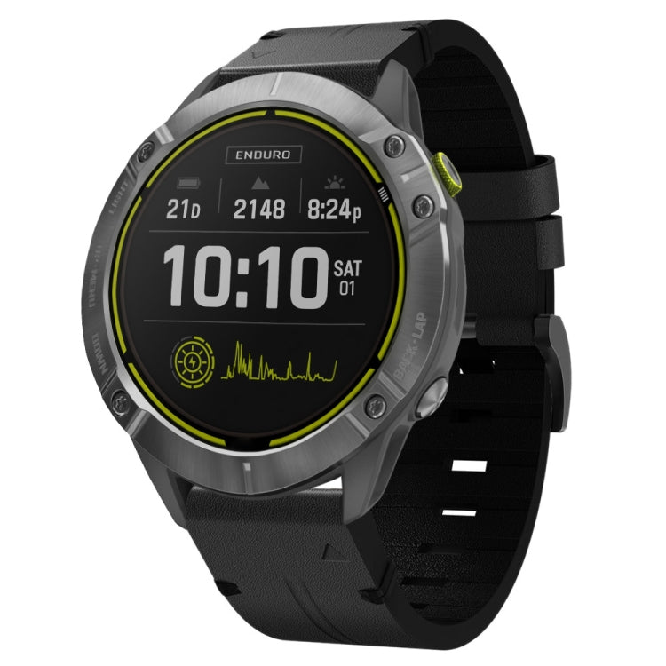 For Garmin Enduro 26mm Leather Steel Buckle Watch Band