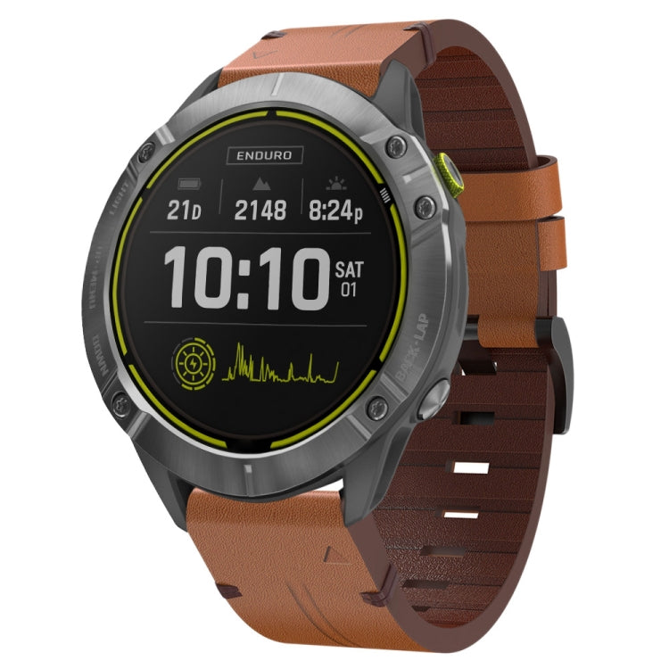 For Garmin Enduro 26mm Leather Steel Buckle Watch Band