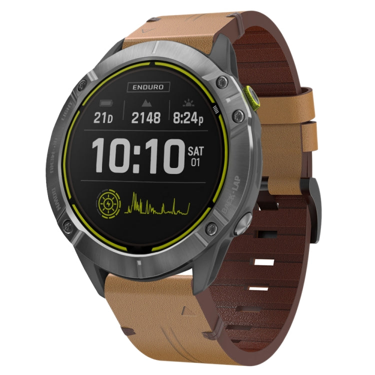 For Garmin Enduro 26mm Leather Steel Buckle Watch Band