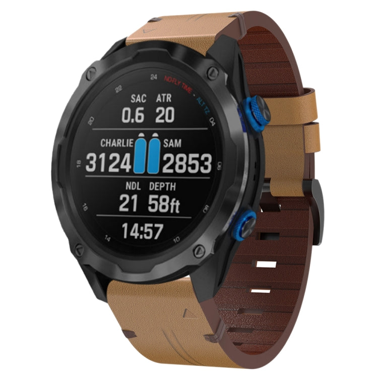 For Garmin Descent MK 2i 26mm Leather Steel Buckle Watch Band