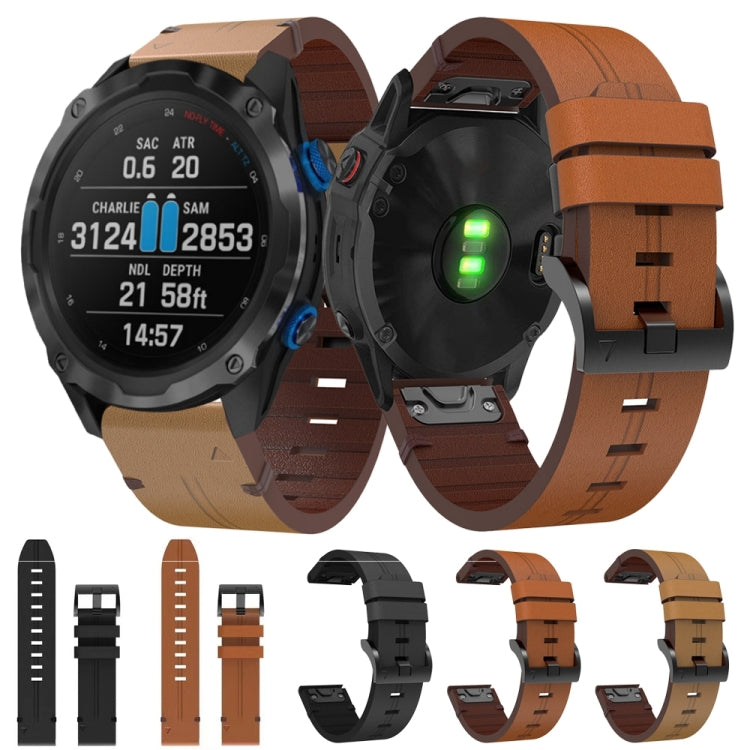 For Garmin Descent MK 2i 26mm Leather Steel Buckle Watch Band