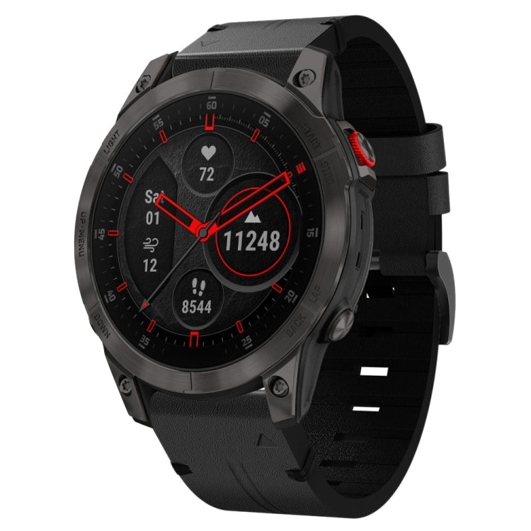 For Garmin EPIX Gen 2 22mm Leather Steel Buckle Watch Band