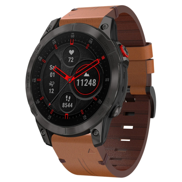 For Garmin EPIX Gen 2 22mm Leather Steel Buckle Watch Band