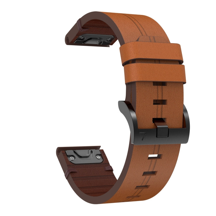 For Garmin EPIX Gen 2 22mm Leather Steel Buckle Watch Band