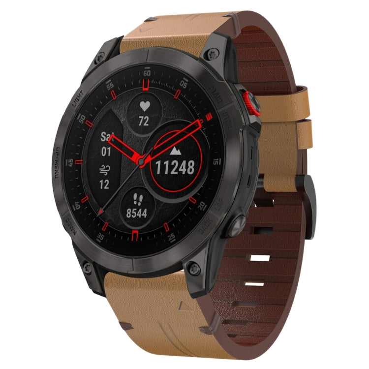 For Garmin EPIX Gen 2 22mm Leather Steel Buckle Watch Band