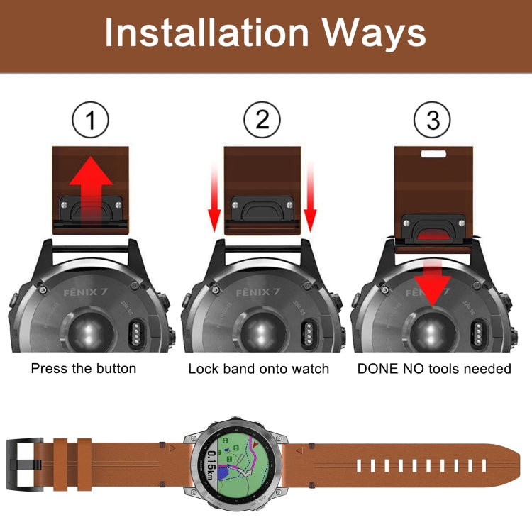 For Garmin EPIX Gen 2 22mm Leather Steel Buckle Watch Band