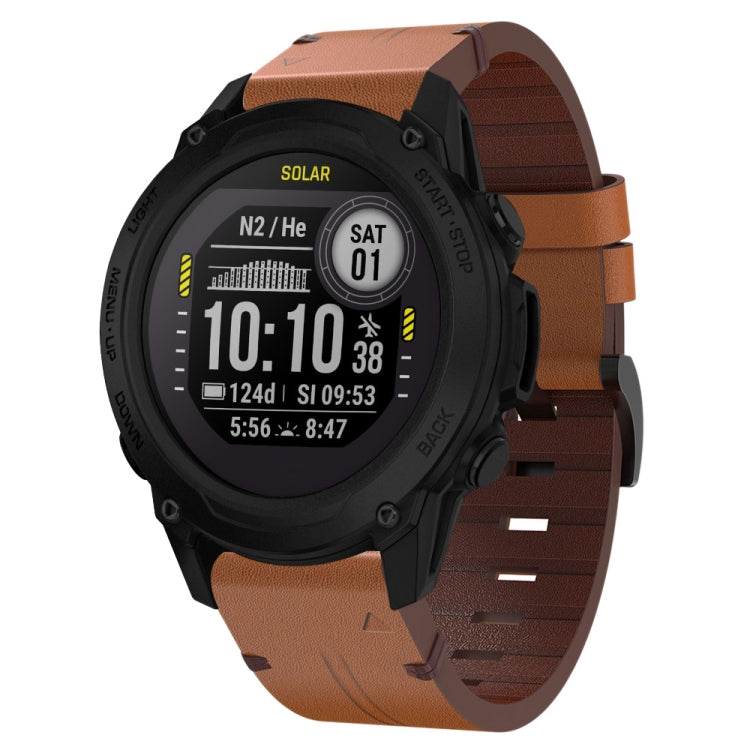 For Garmin Descent G1 22mm Leather Steel Buckle Watch Band