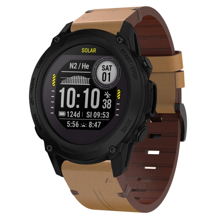 For Garmin Descent G1 22mm Leather Steel Buckle Watch Band