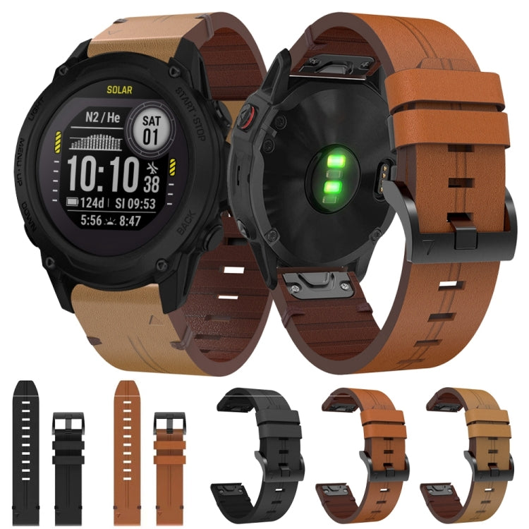 For Garmin Descent G1 22mm Leather Steel Buckle Watch Band