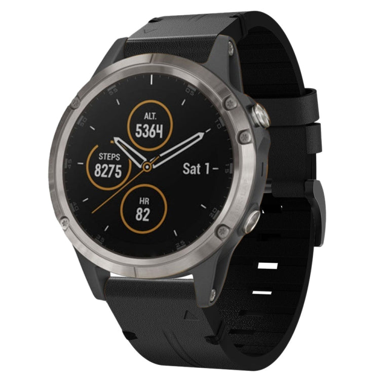 For Garmin Fenix 5 22mm Leather Steel Buckle Watch Band