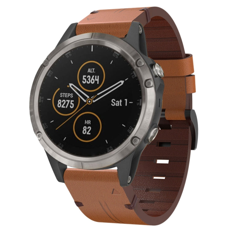 For Garmin Fenix 5 22mm Leather Steel Buckle Watch Band