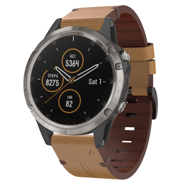 For Garmin Fenix 5 22mm Leather Steel Buckle Watch Band