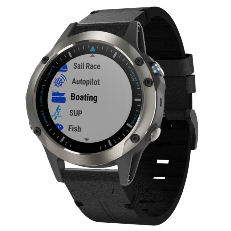 For Garmin Quatix 5 Sapphire 22mm Leather Steel Buckle Watch Band
