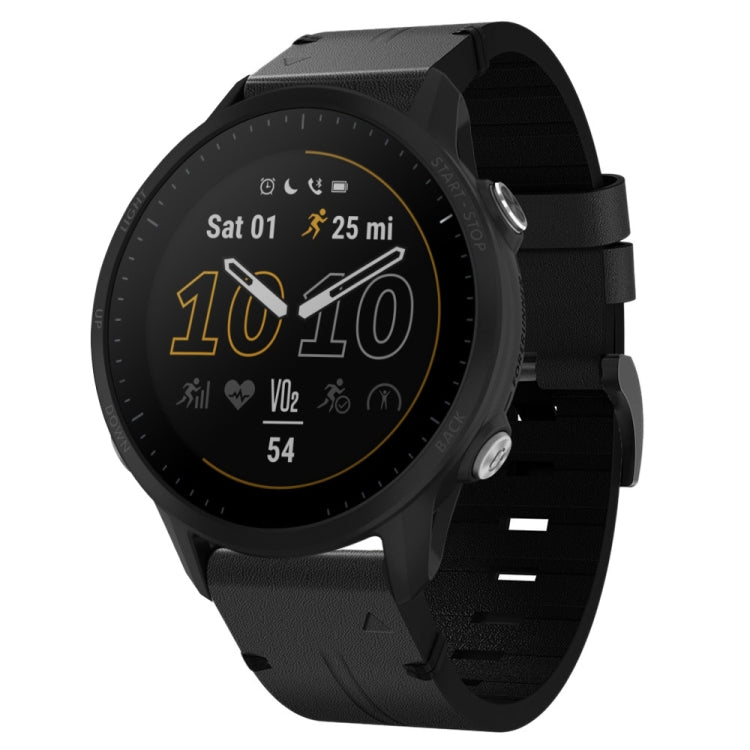 For Garmin Forerunner 955 22mm Leather Steel Buckle Watch Band