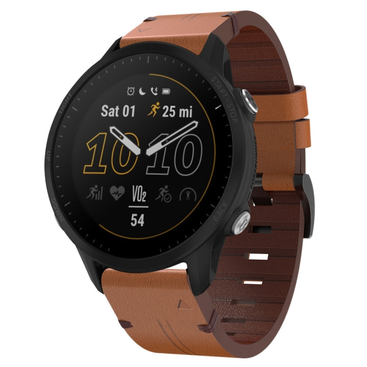 For Garmin Forerunner 955 22mm Leather Steel Buckle Watch Band