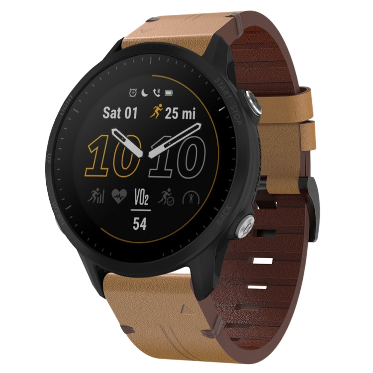 For Garmin Forerunner 955 22mm Leather Steel Buckle Watch Band