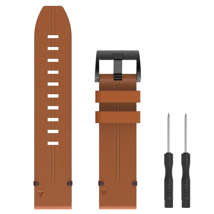 For Garmin Forerunner 955 22mm Leather Steel Buckle Watch Band