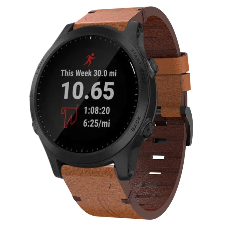 For Garmin Forerunner 945 22mm Leather Steel Buckle Watch Band