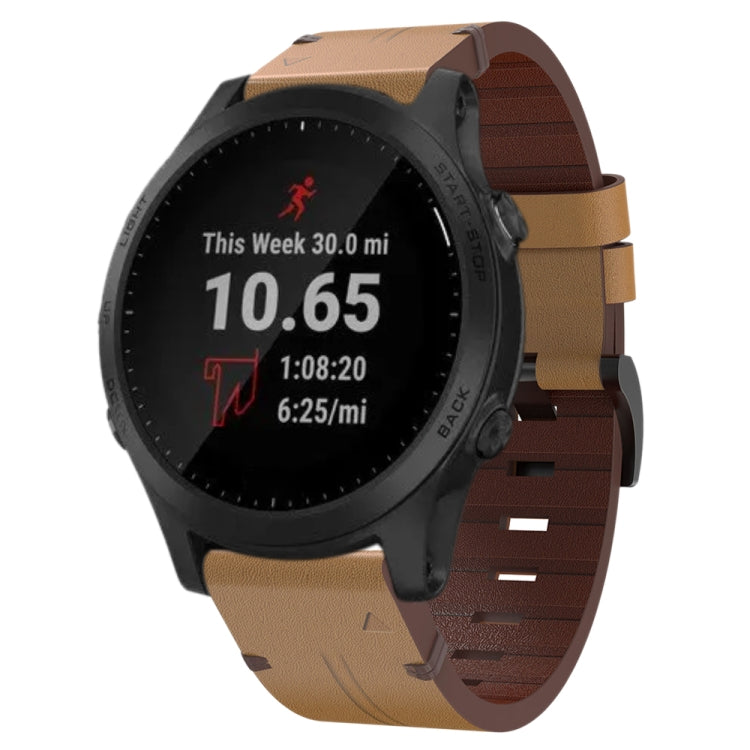 For Garmin Forerunner 945 22mm Leather Steel Buckle Watch Band