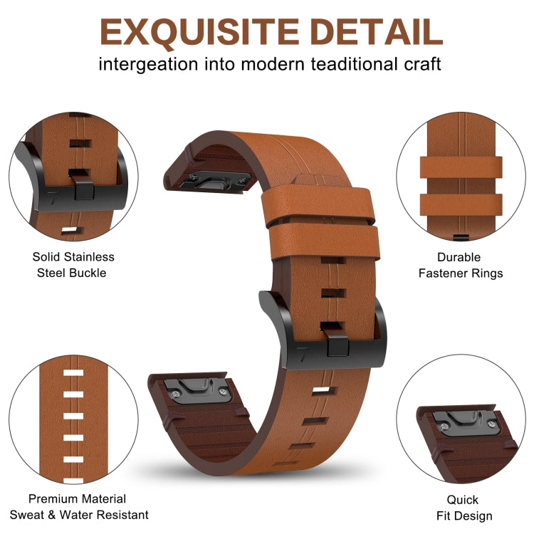 For Garmin Forerunner 945 22mm Leather Steel Buckle Watch Band