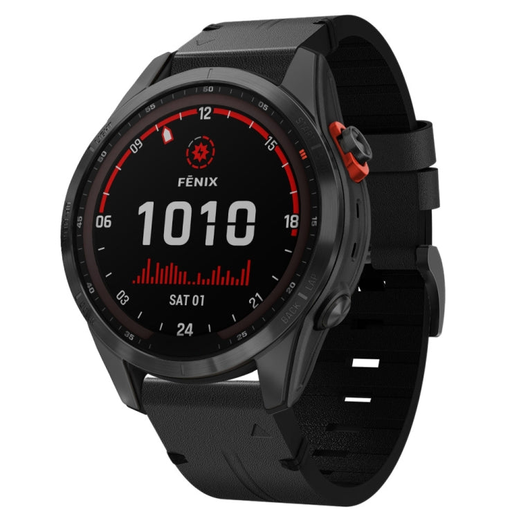 For Garmin Fenix 7S Solar 20mm Leather Steel Buckle Watch Band