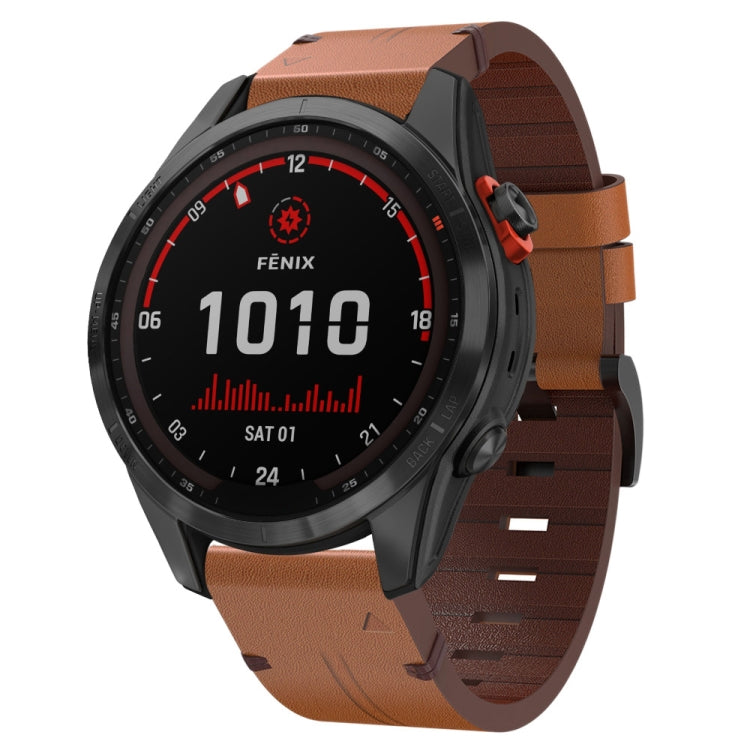 For Garmin Fenix 7S Solar 20mm Leather Steel Buckle Watch Band