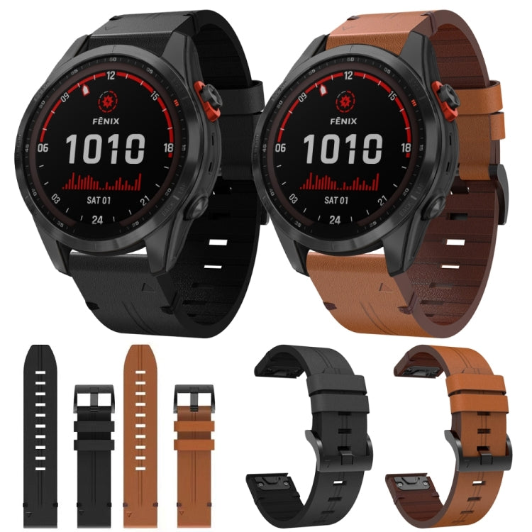 For Garmin Fenix 7S Solar 20mm Leather Steel Buckle Watch Band