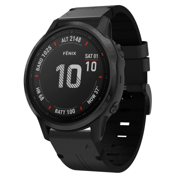 For Garmin Fenix 6S Pro 20mm Leather Steel Buckle Watch Band
