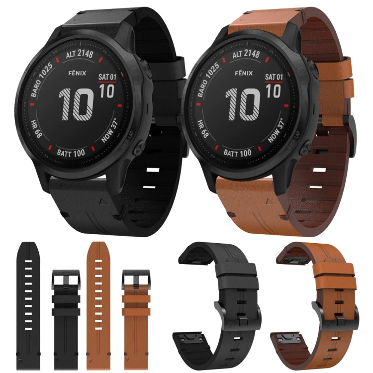 For Garmin Fenix 6S Pro 20mm Leather Steel Buckle Watch Band