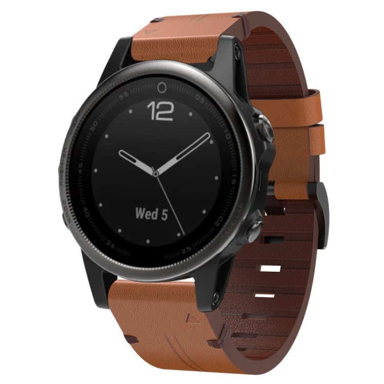 For Garmin Fenix 5S 20mm Leather Steel Buckle Watch Band