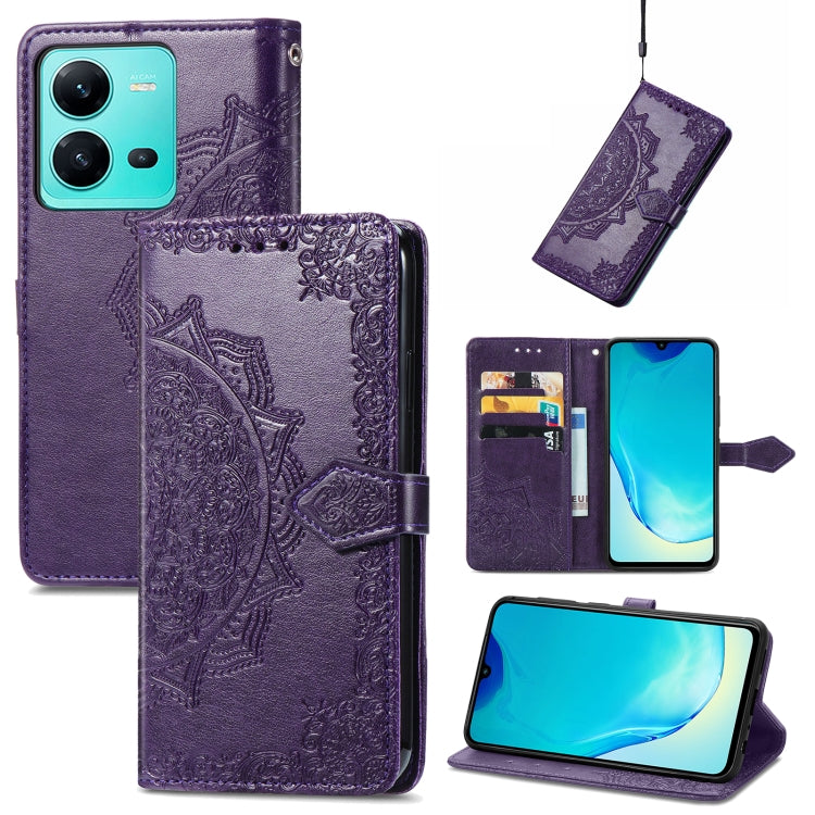 For vivo V25 Mandala Flower Embossed Leather Phone Case