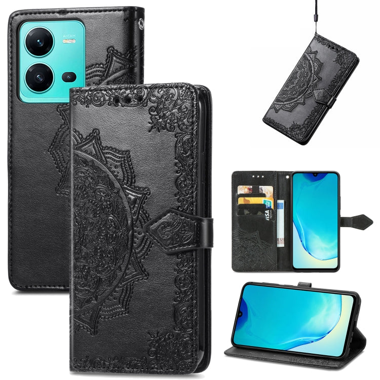 For vivo V25 Mandala Flower Embossed Leather Phone Case