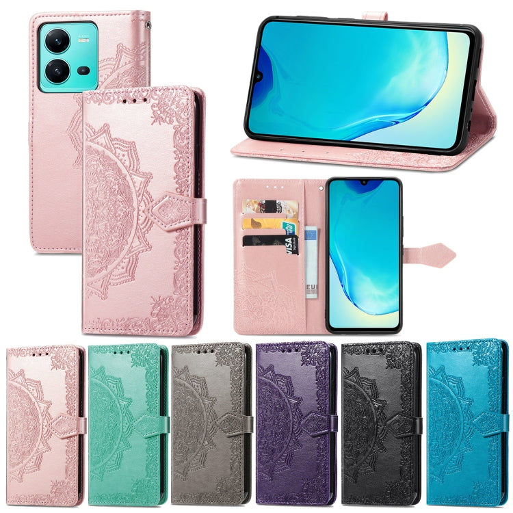 For vivo V25 Mandala Flower Embossed Leather Phone Case