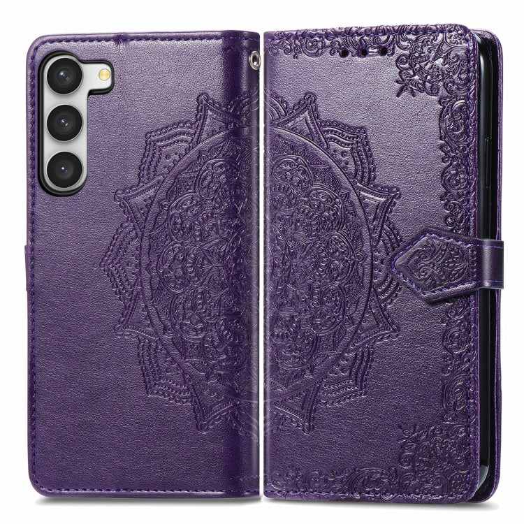 For Samsung Galaxy S23 5G Mandala Flower Embossed Leather Phone Case