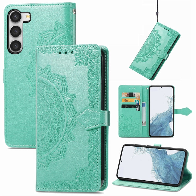For Samsung Galaxy S23 Plus 5G Mandala Flower Embossed Leather Phone Case