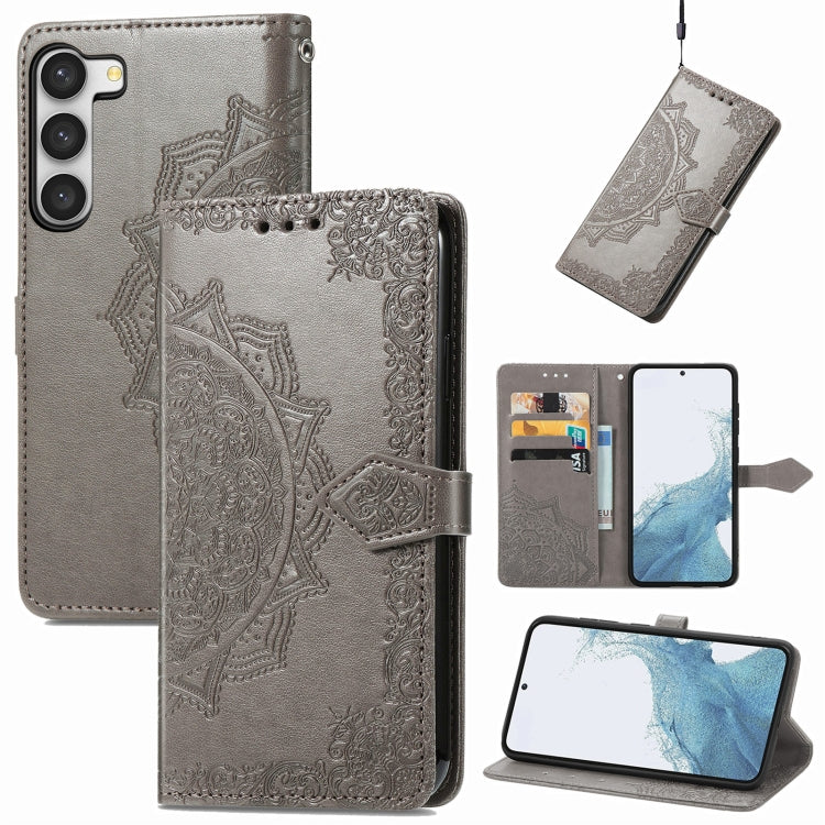 For Samsung Galaxy S23 Ultra 5G Mandala Flower Embossed Leather Phone Case