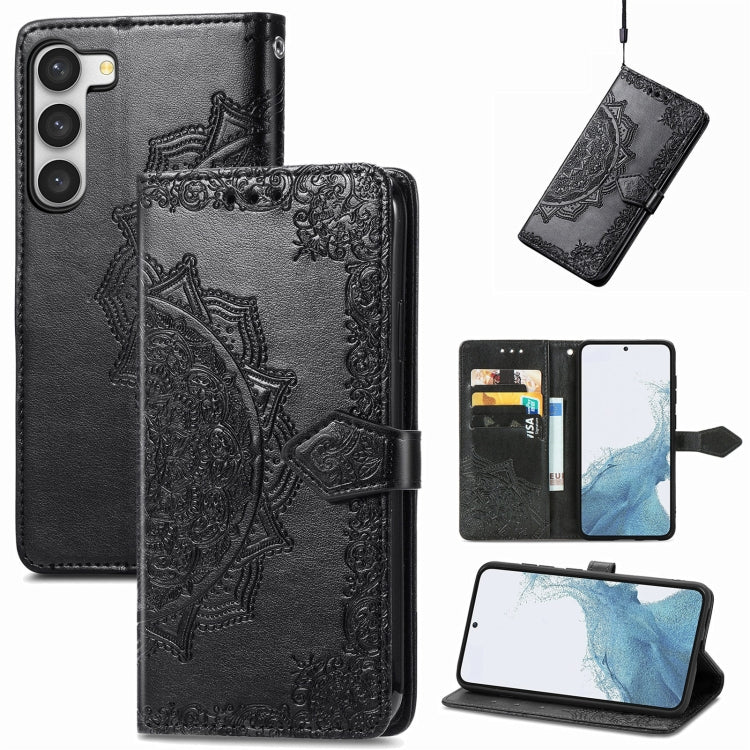 For Samsung Galaxy S23 Ultra 5G Mandala Flower Embossed Leather Phone Case