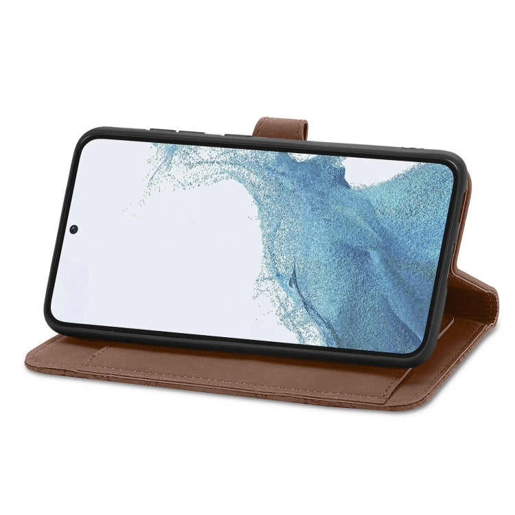 For Samsung Galaxy S23 Plus 5G Embossed Flower Zipper Leather Phone Case