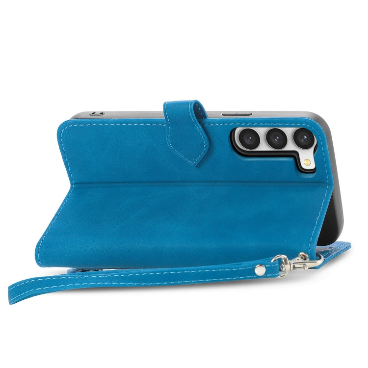 For Samsung Galaxy S23 Plus 5G Embossed Flower Zipper Leather Phone Case